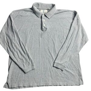 River Trader Long Sleeve Polo Shirt Men’s Size Large‎ Gray Textured Casual